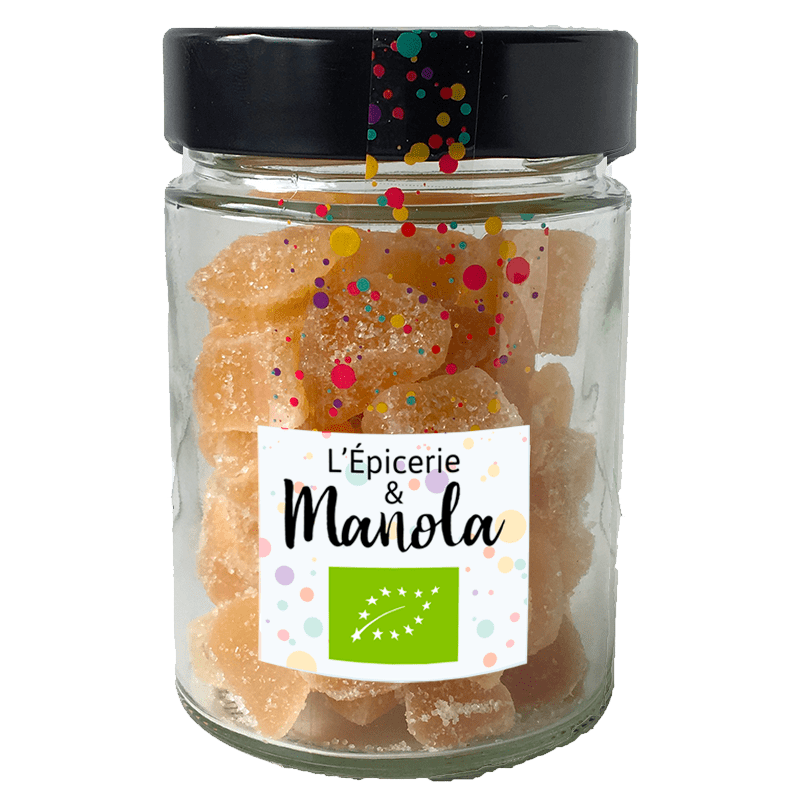 Cubes de gingembre sucré 8-16 mm Bio* - bocal de 150 g