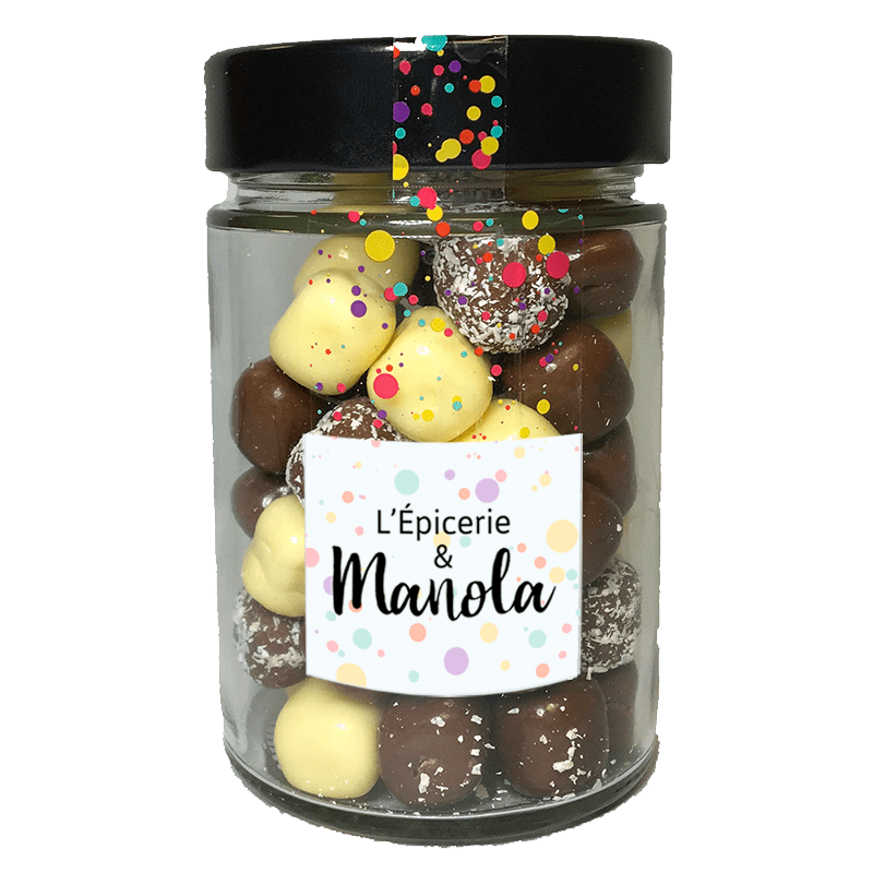 "Bonitos" mélange de dés de coco chocolatés - bocal de 200g