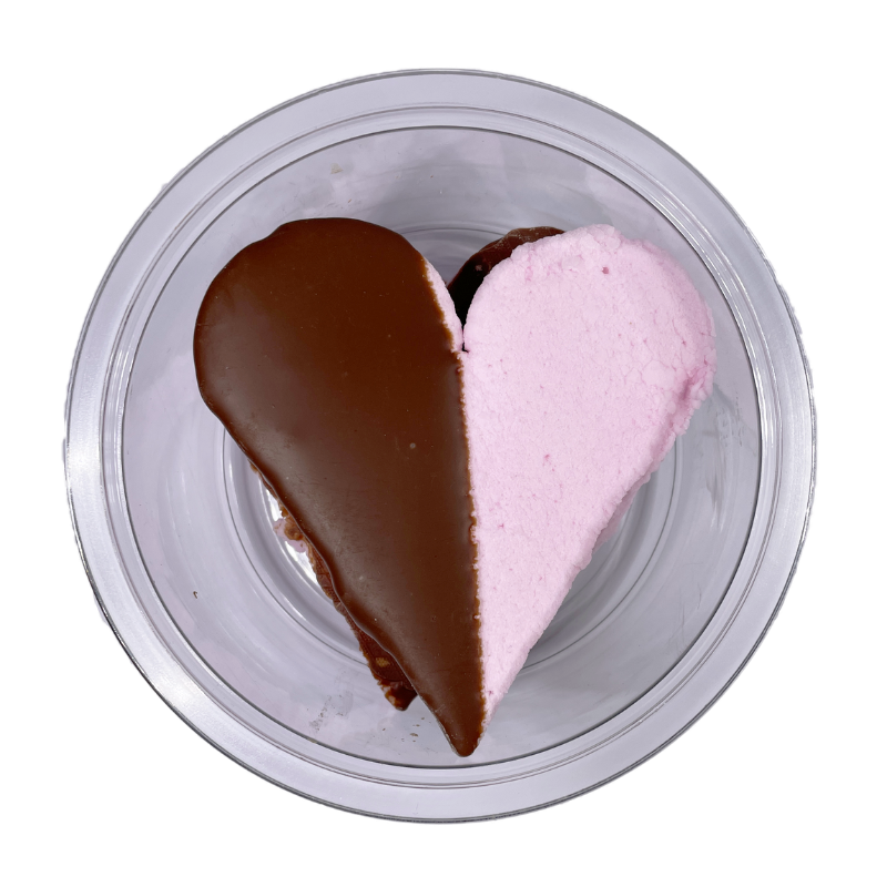 Duo guimauves cœur trempé chocolat - barquette 100-110g