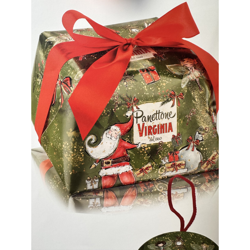 Panettone classique papier vert et noeud rouge 6x750g