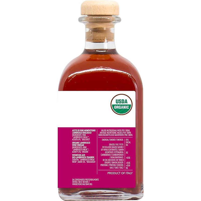 Vinaigre de vin rouge Lambrusco bio* 6 x 250 ml