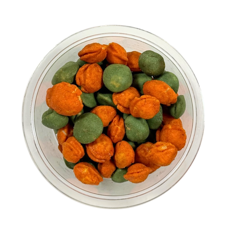 Mélange "wasabi & paprika", "arachides enrobées saveur wasabi et paprika" - barquette de 135g