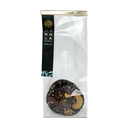 Mendiants chocolat noir avec orange, pistache,...