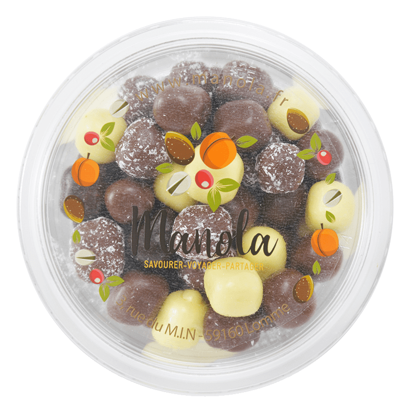 "Bonitos" mélange de dés de coco chocolatés - barquette de 200 g