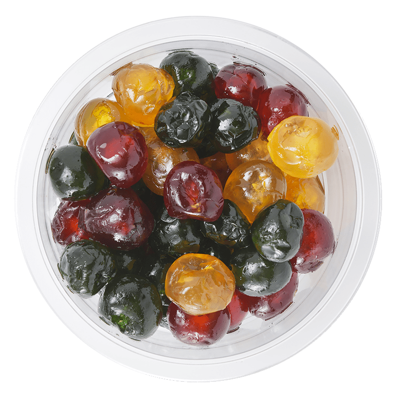 Cerises bigarreaux tricolores confites - barquette de 200 g