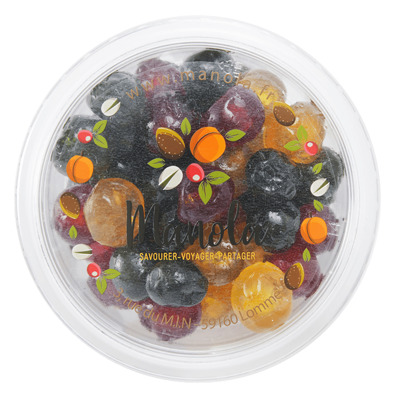 Cerises bigarreaux tricolores confites - barquette de 200 g