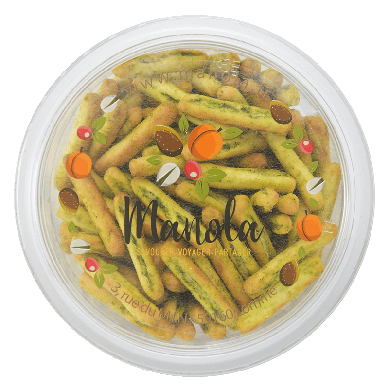 Crunchy sticks "biscuits saveur ail et basilic" - barquette de 75 g