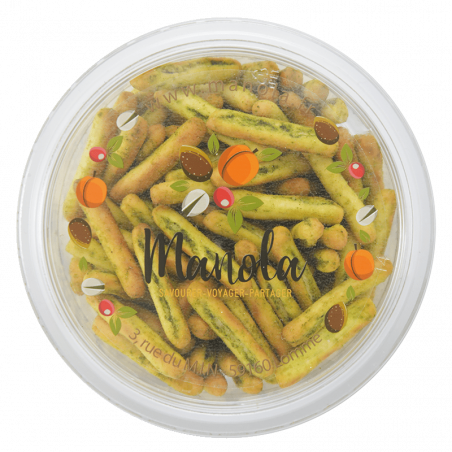 Crunchy sticks "biscuits saveur ail et basilic" - barquette de 75 g