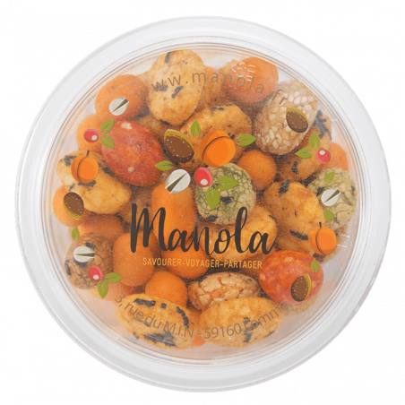 Mix latino "crackers et arachides enrobés" - barquette de 90 g